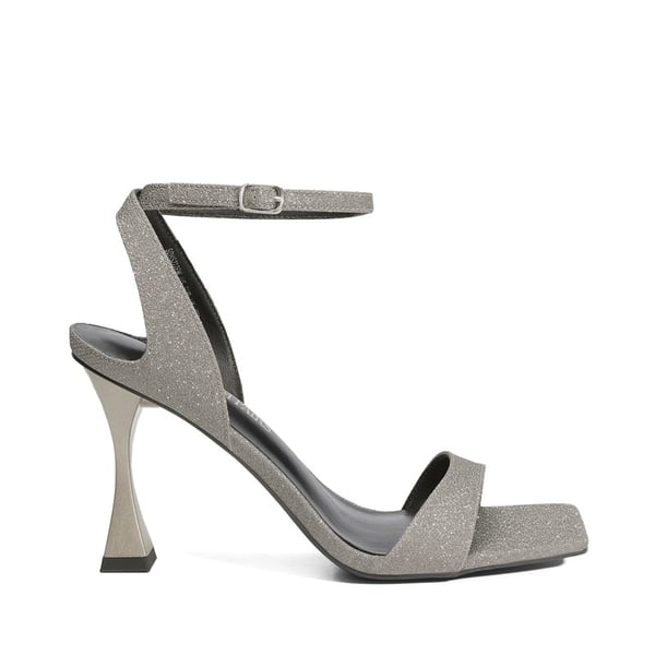 Square Toe Ankle Strap Stiletto Sandals  - SILVER GRAY - 2